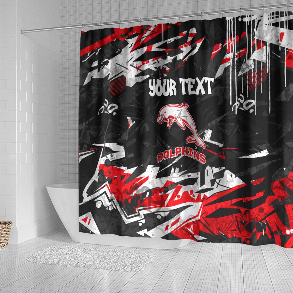 Personalized Dolphins Shower Curtain Graffiti Grunge Abstract Urban Street Style Design