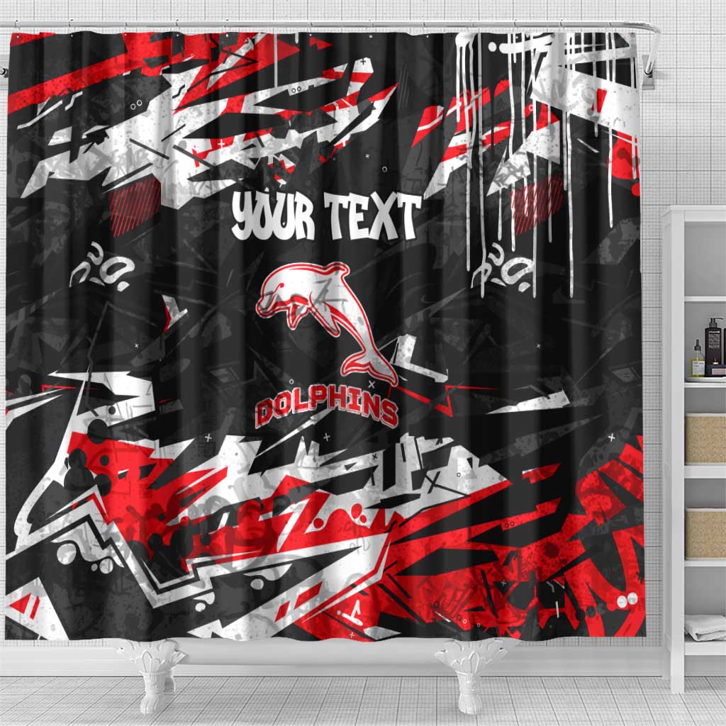 Personalized Dolphins Shower Curtain Graffiti Grunge Abstract Urban Street Style Design