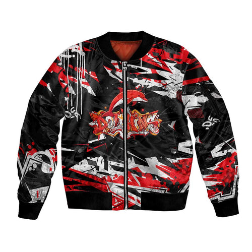 Personalized Dolphins Sleeve Zip Bomber Jacket Graffiti Grunge Abstract Urban Street Style Design