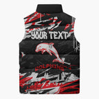 Personalized Dolphins Sleeveless Puffer Jacket Graffiti Grunge Abstract Urban Street Style Design