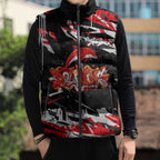 Personalized Dolphins Sleeveless Puffer Jacket Graffiti Grunge Abstract Urban Street Style Design