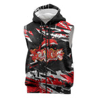 Personalized Dolphins Sleeveless Zip Hoodie Graffiti Grunge Abstract Urban Street Style Design