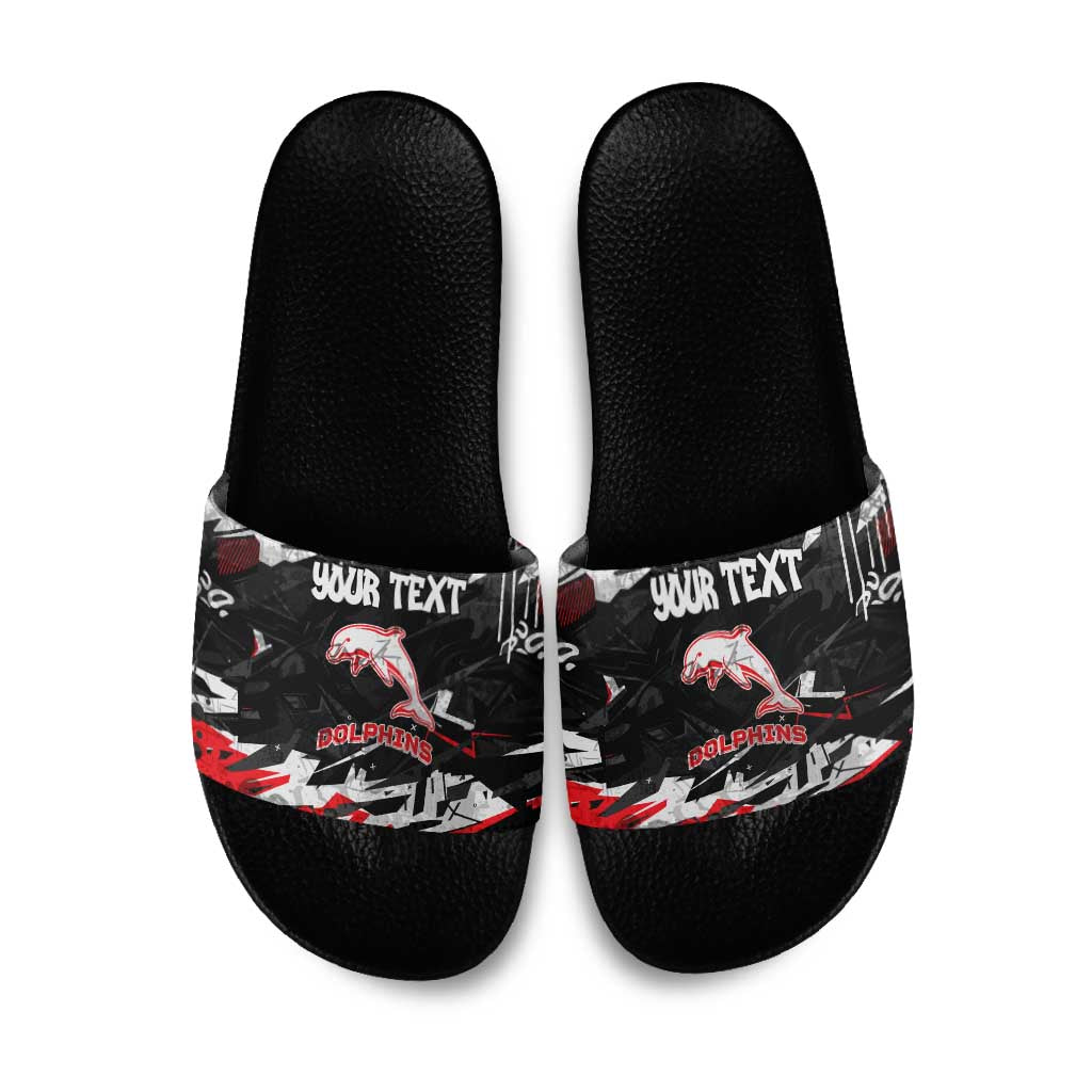 Personalized Dolphins Slide Sandals Graffiti Grunge Abstract Urban Street Style Design