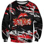 Personalized Dolphins Sweatshirt Graffiti Grunge Abstract Urban Street Style Design