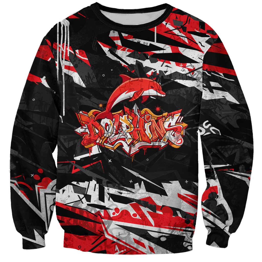 Personalized Dolphins Sweatshirt Graffiti Grunge Abstract Urban Street Style Design