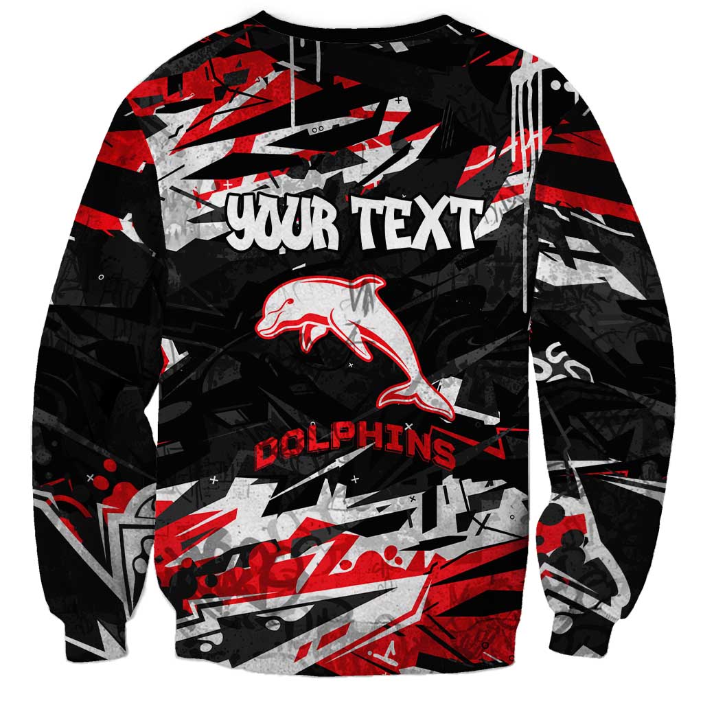Personalized Dolphins Sweatshirt Graffiti Grunge Abstract Urban Street Style Design