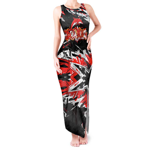 Personalized Dolphins Tank Maxi Dress Graffiti Grunge Abstract Urban Street Style Design