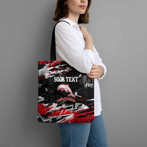 Personalized Dolphins Tote Bag Graffiti Grunge Abstract Urban Street Style Design