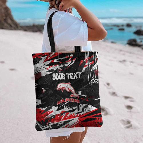 Personalized Dolphins Tote Bag Graffiti Grunge Abstract Urban Street Style Design