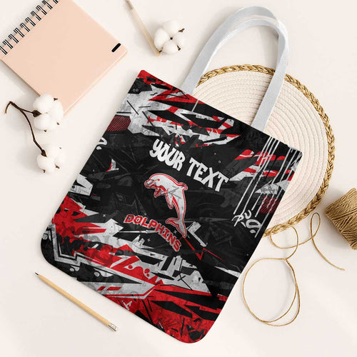 Personalized Dolphins Tote Bag Graffiti Grunge Abstract Urban Street Style Design
