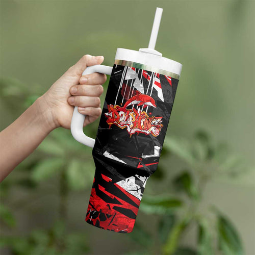 Personalized Dolphins Tumbler With Handle Graffiti Grunge Abstract Urban Street Style Design