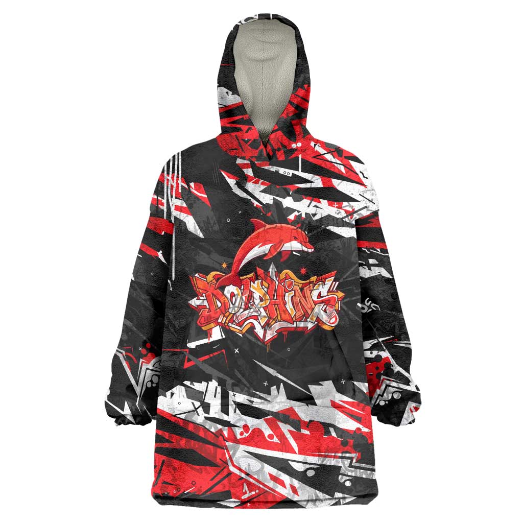 Personalized Dolphins Wearable Blanket Hoodie Graffiti Grunge Abstract Urban Street Style Design
