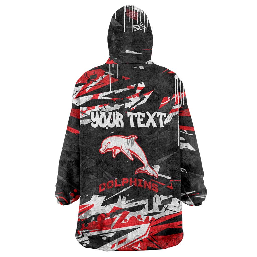 Personalized Dolphins Wearable Blanket Hoodie Graffiti Grunge Abstract Urban Street Style Design