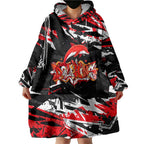 Personalized Dolphins Wearable Blanket Hoodie Graffiti Grunge Abstract Urban Street Style Design