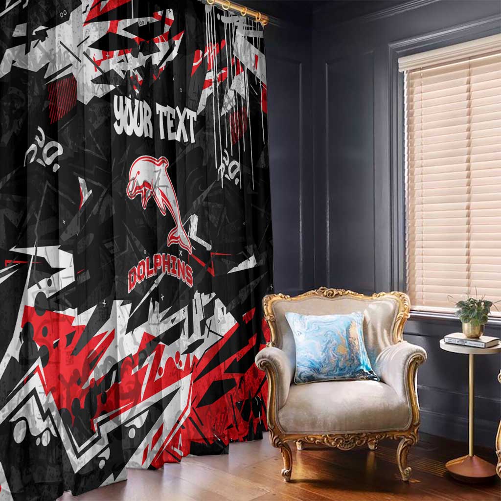 Personalized Dolphins Window Curtain Graffiti Grunge Abstract Urban Street Style Design