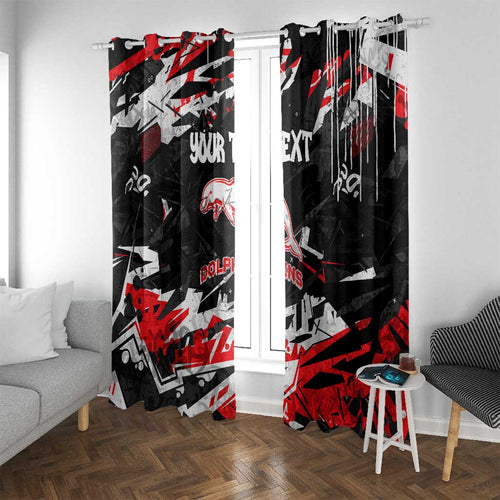 Personalized Dolphins Window Curtain Graffiti Grunge Abstract Urban Street Style Design