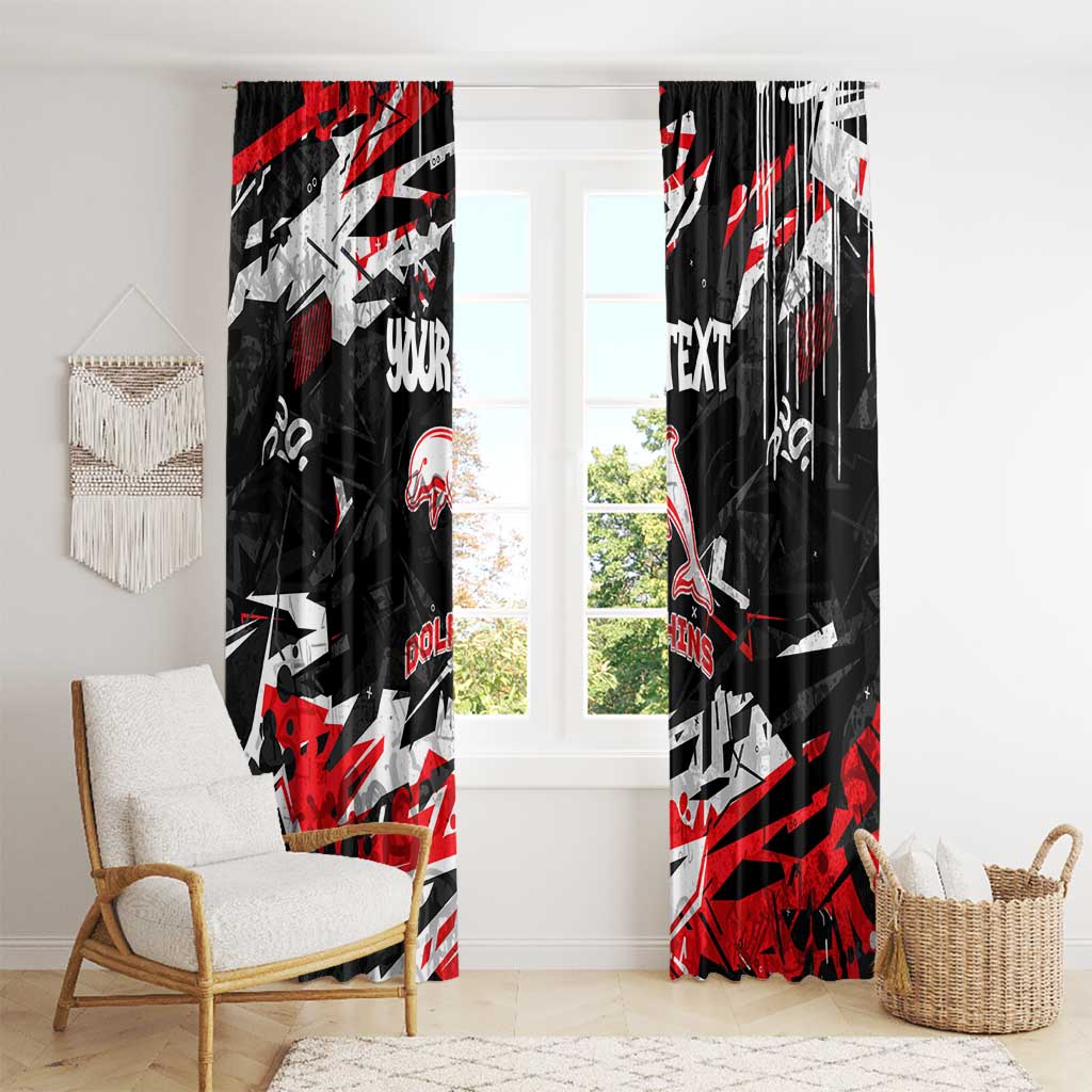 Personalized Dolphins Window Curtain Graffiti Grunge Abstract Urban Street Style Design
