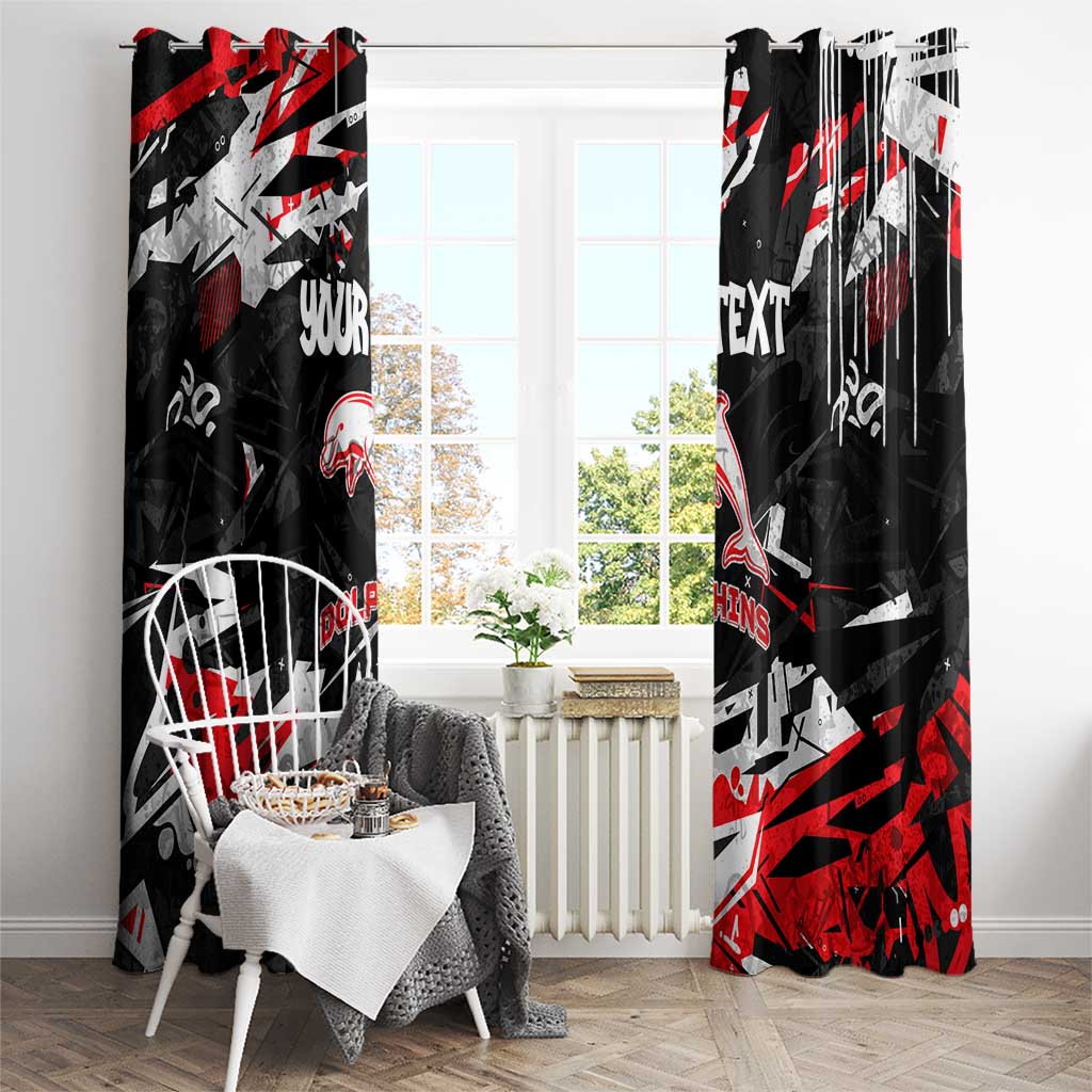 Personalized Dolphins Window Curtain Graffiti Grunge Abstract Urban Street Style Design