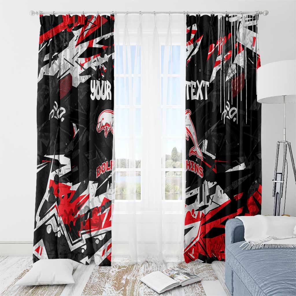 Personalized Dolphins Window Curtain Graffiti Grunge Abstract Urban Street Style Design