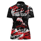 Personalized Dolphins Women Polo Shirt Graffiti Grunge Abstract Urban Street Style Design