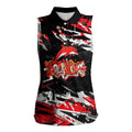 Personalized Dolphins Women Sleeveless Polo Shirt Graffiti Grunge Abstract Urban Street Style Design