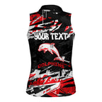 Personalized Dolphins Women Sleeveless Polo Shirt Graffiti Grunge Abstract Urban Street Style Design