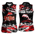 Personalized Dolphins Women Sleeveless Polo Shirt Graffiti Grunge Abstract Urban Street Style Design