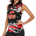Personalized Dolphins Women Sleeveless Polo Shirt Graffiti Grunge Abstract Urban Street Style Design