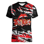 Personalized Dolphins Women V-Neck T-Shirt Graffiti Grunge Abstract Urban Street Style Design