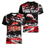 Personalized Dolphins Women V-Neck T-Shirt Graffiti Grunge Abstract Urban Street Style Design