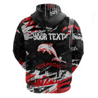 Personalized Dolphins Zip Hoodie Graffiti Grunge Abstract Urban Street Style Design