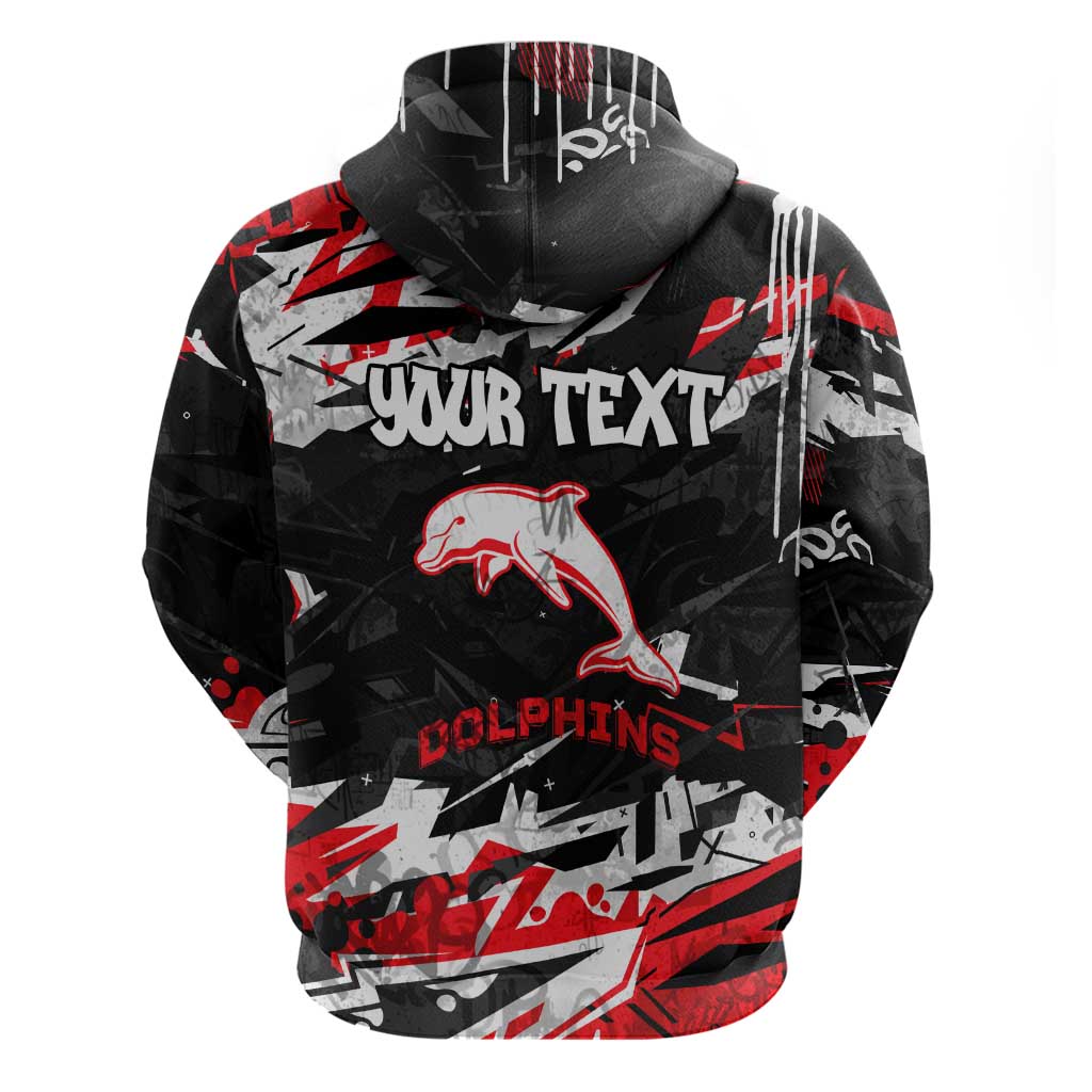 Personalized Dolphins Zip Hoodie Graffiti Grunge Abstract Urban Street Style Design