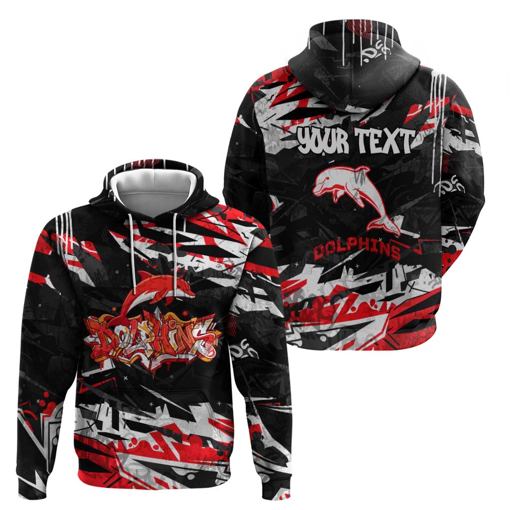 Personalized Dolphins Zip Hoodie Graffiti Grunge Abstract Urban Street Style Design