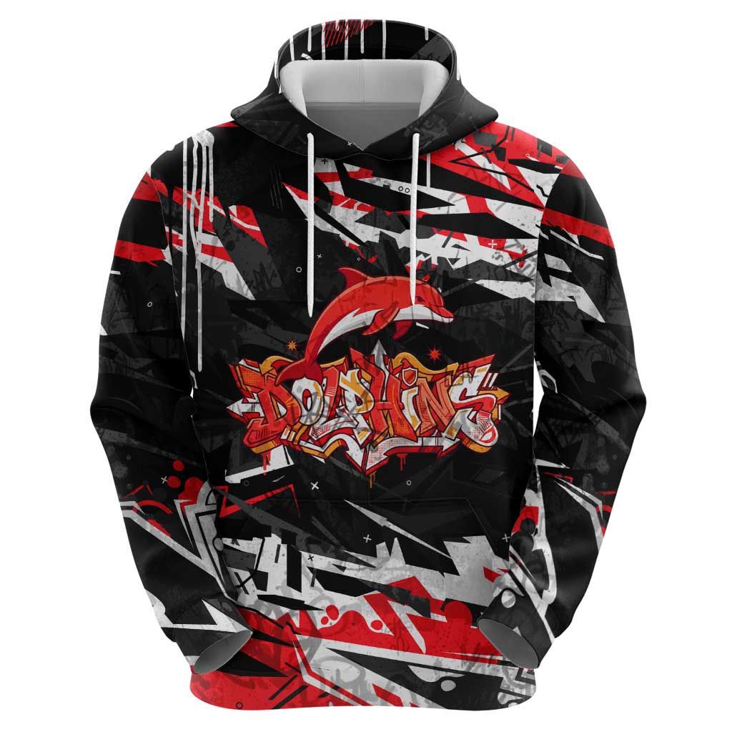 Personalized Dolphins Zip Hoodie Graffiti Grunge Abstract Urban Street Style Design