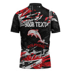 Personalized Dolphins Zipper Polo Shirt Graffiti Grunge Abstract Urban Street Style Design