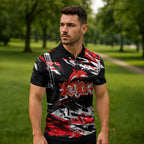 Personalized Dolphins Zipper Polo Shirt Graffiti Grunge Abstract Urban Street Style Design