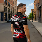 Personalized Dolphins Zipper Polo Shirt Graffiti Grunge Abstract Urban Street Style Design