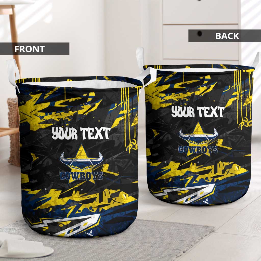 Personalized North Queensland Cowboys Laundry Basket Graffiti Grunge Abstract Urban Street Style Design