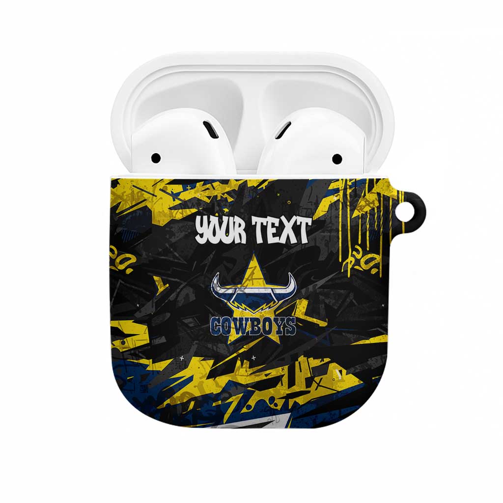 Personalized North Queensland Cowboys AirPods Case Graffiti Grunge Abstract Urban Street Style Design