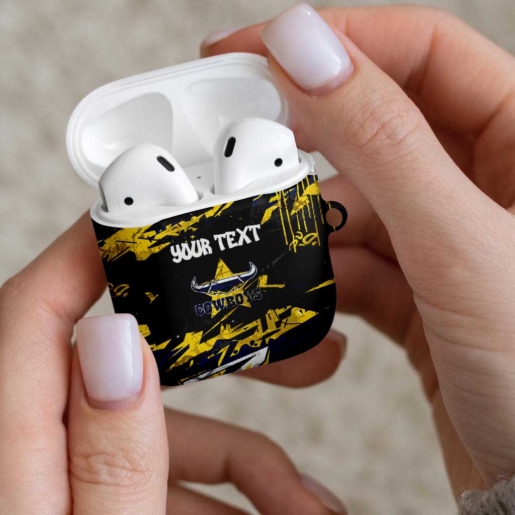 Personalized North Queensland Cowboys AirPods Case Graffiti Grunge Abstract Urban Street Style Design