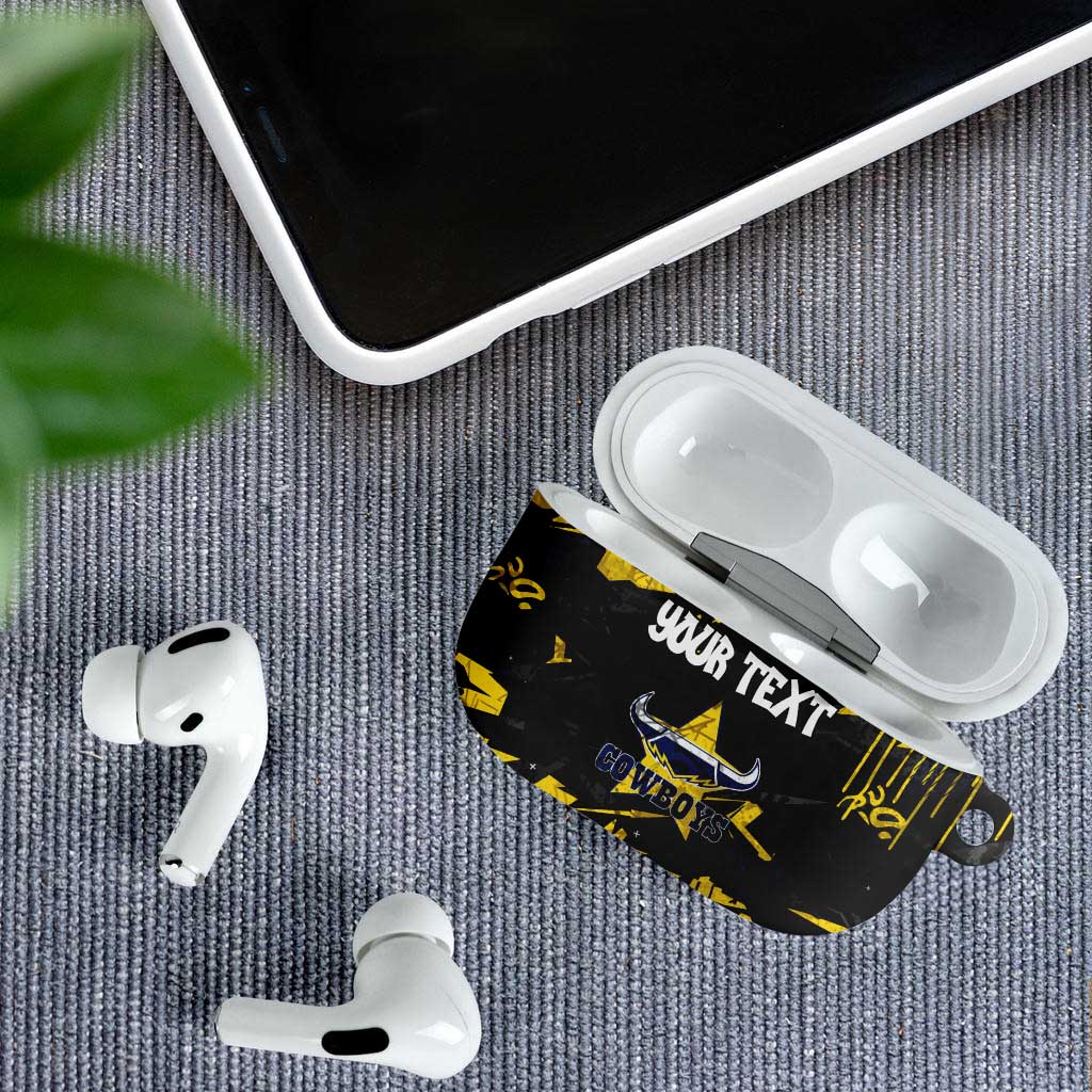 Personalized North Queensland Cowboys AirPods Case Graffiti Grunge Abstract Urban Street Style Design