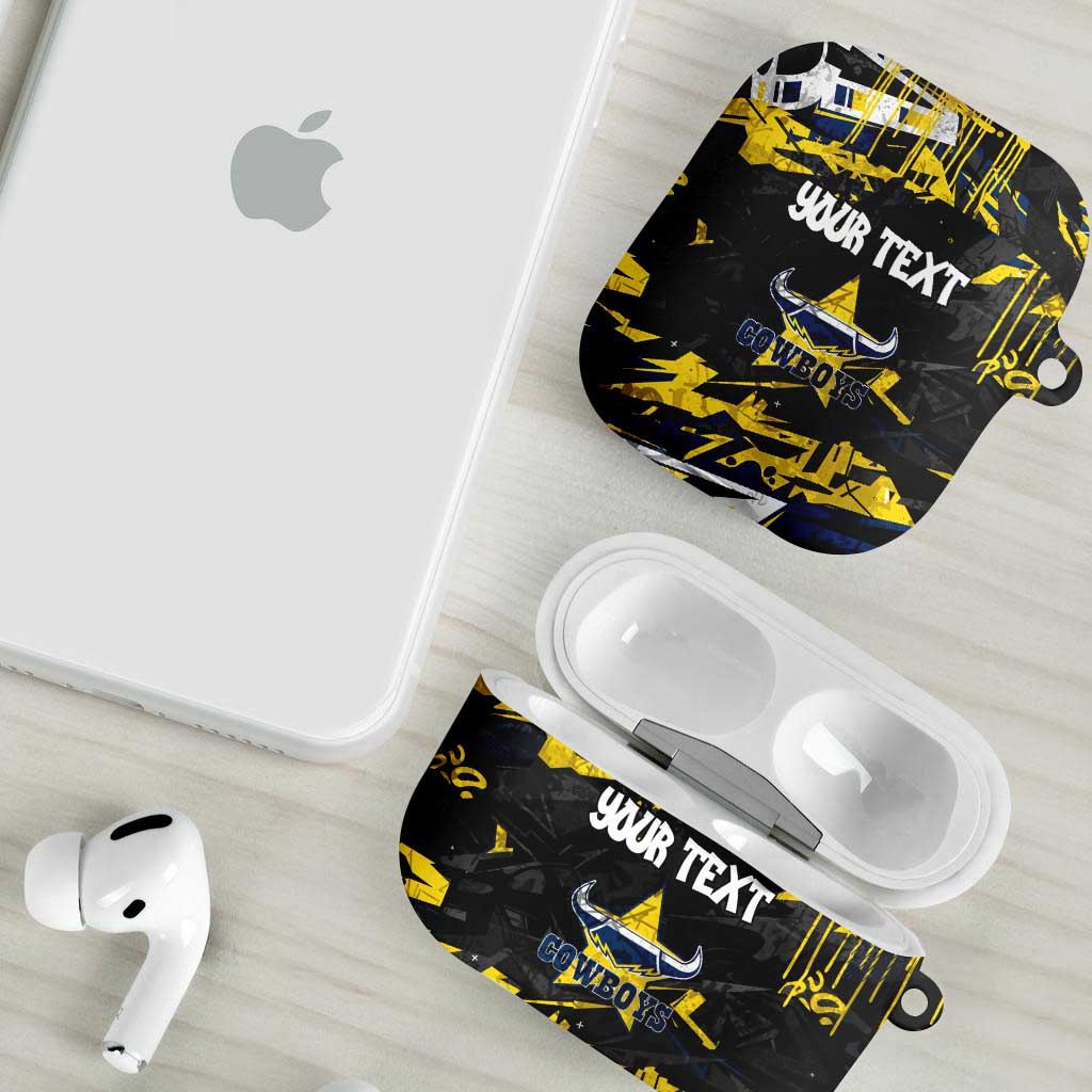 Personalized North Queensland Cowboys AirPods Case Graffiti Grunge Abstract Urban Street Style Design
