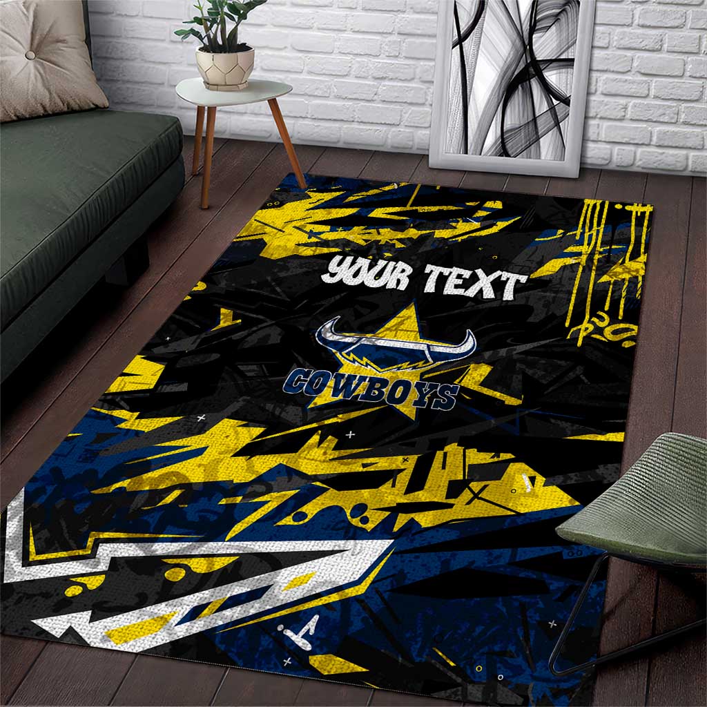 Personalized North Queensland Cowboys Area Rug Graffiti Grunge Abstract Urban Street Style Design