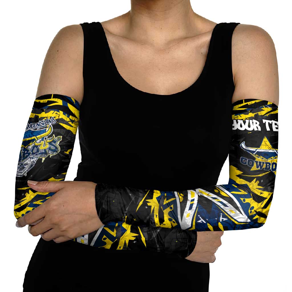 Personalized North Queensland Cowboys Arm Sleeves Graffiti Grunge Abstract Urban Street Style Design