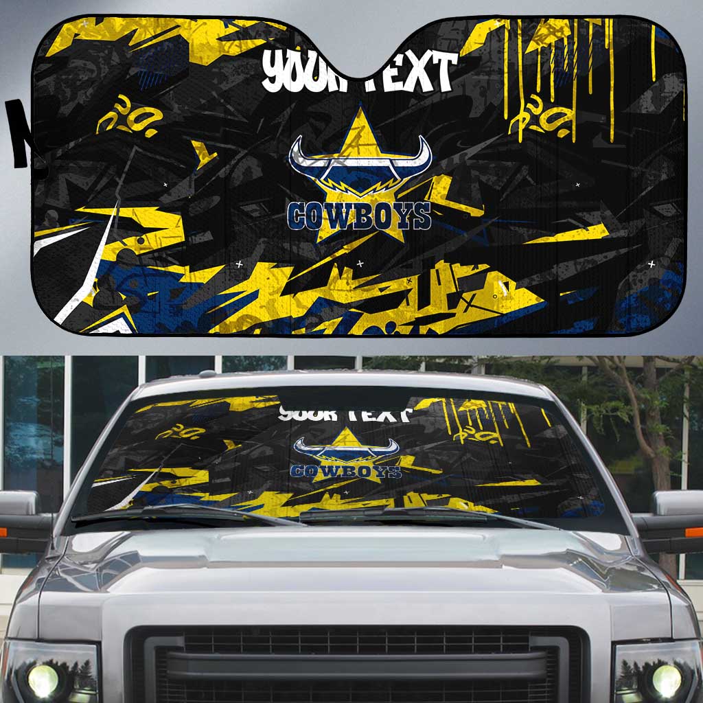 Personalized North Queensland Cowboys Auto Sun Shade Graffiti Grunge Abstract Urban Street Style Design