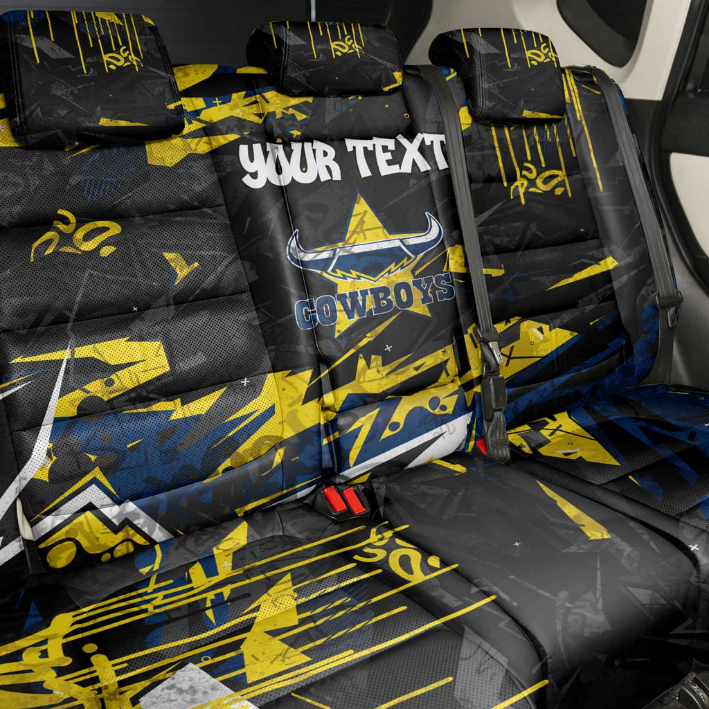 Personalized North Queensland Cowboys Back Car Seat Cover Graffiti Grunge Abstract Urban Street Style Design