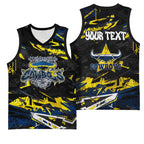 Personalized North Queensland Cowboys Basketball Jersey Graffiti Grunge Abstract Urban Street Style Design