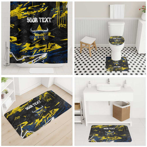Personalized North Queensland Cowboys Bathroom Set Graffiti Grunge Abstract Urban Street Style Design
