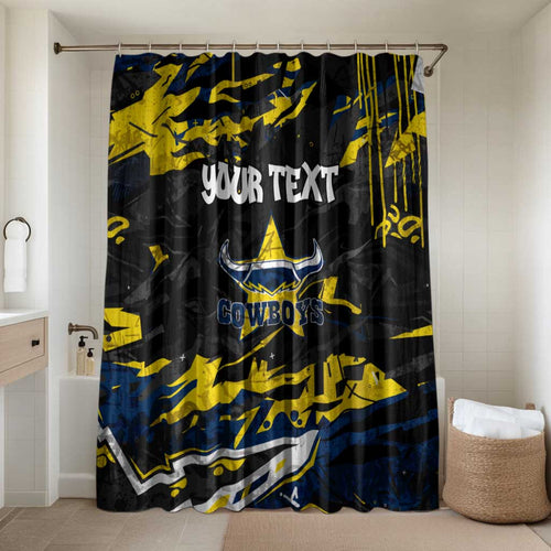 Personalized North Queensland Cowboys Bathroom Set Graffiti Grunge Abstract Urban Street Style Design