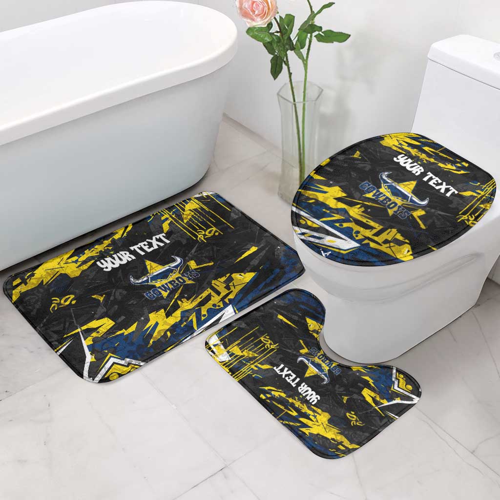 Personalized North Queensland Cowboys Bathroom Set Graffiti Grunge Abstract Urban Street Style Design